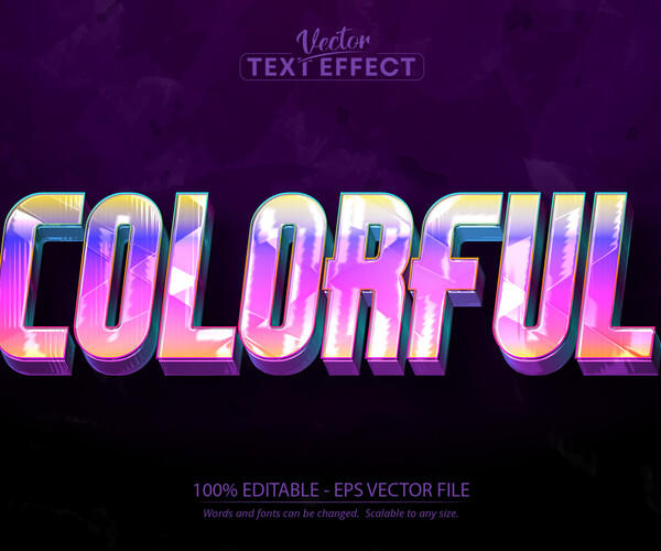 ArtStation - Multicolor text effect, editable shiny soft colors text ...