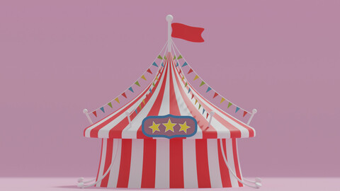 Cartoon Circus Tent 2 3D model