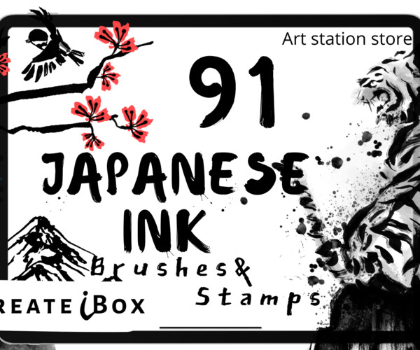 ArtStation Japanese ink brushes&stamps Sumie Art style