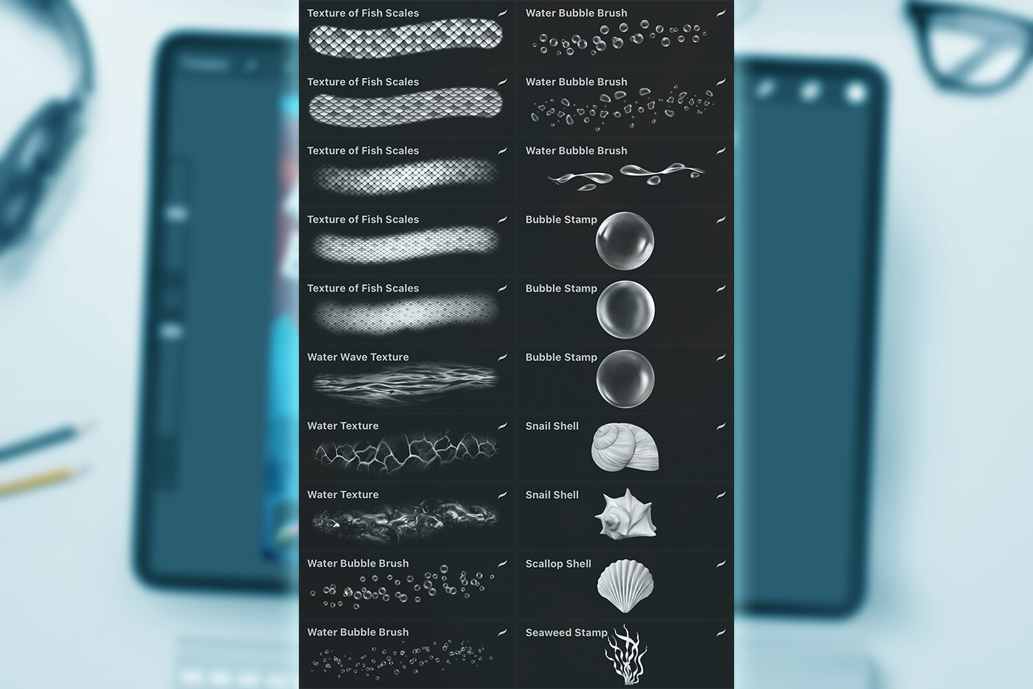 ArtStation Atlantis Brush Set for Procreate (Water, Fish scales