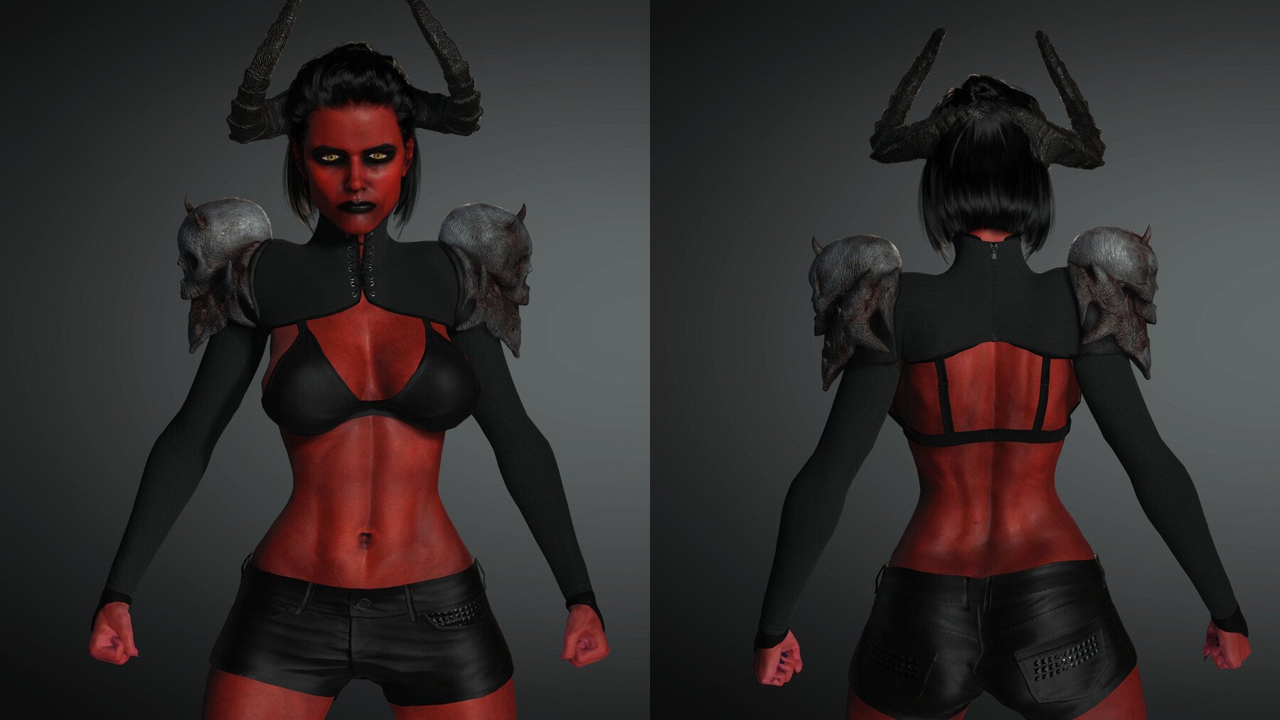 Realistic Demon Girl Game Ready