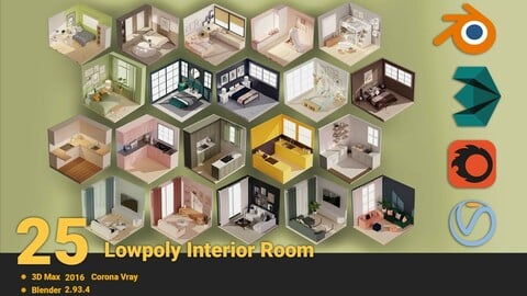 25 Lowpoly Interior Room