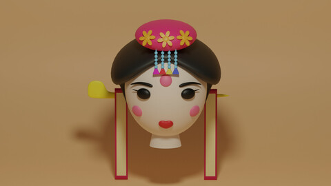 Cartoon Korean Hanbok Female 3D model