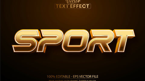 Sport text effect, editable shiny gold sport text style