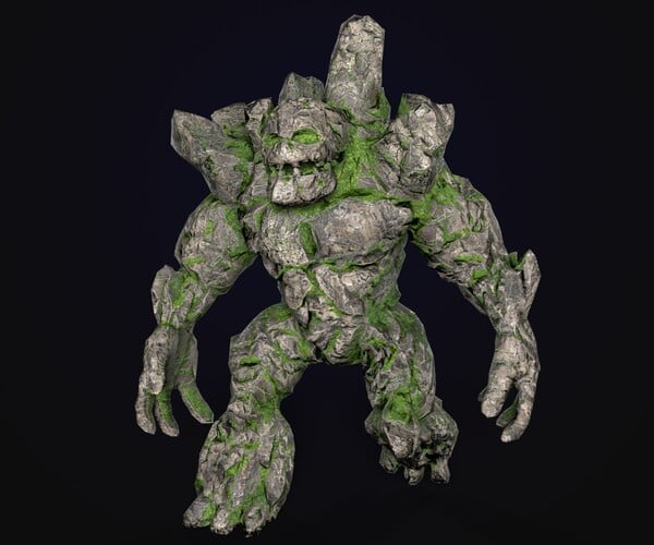 ArtStation - Stone Golem Lava Stone Ice Iron Low-poly 3D model | Game ...