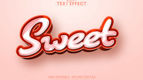 Cartoon text effect, editable red sweet text and comic text style