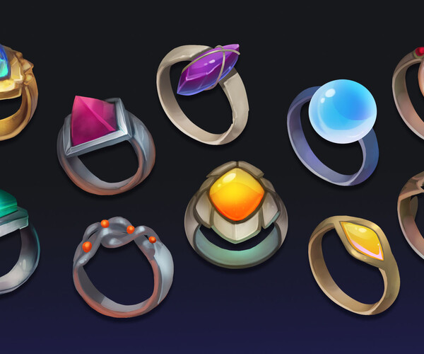 Artstation Rings Icons Pack Game Assets