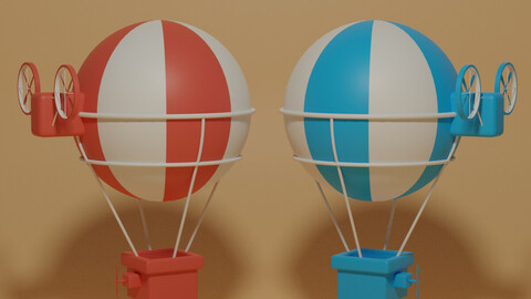 Cartoon Hot Air Balloon 3D Model