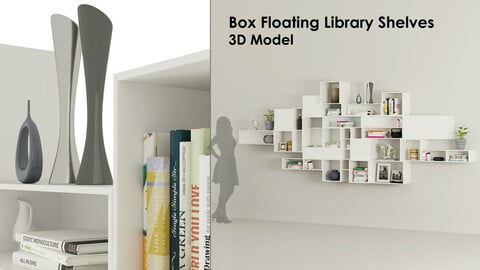 Boxed floating Library shelves 3d model