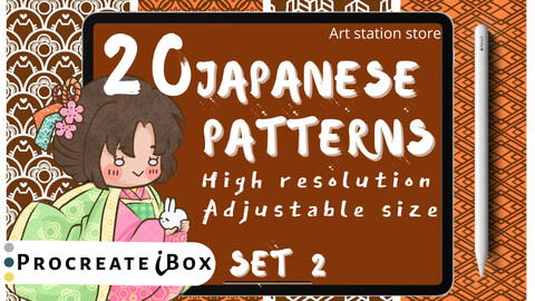 Japanese pattern Procreate brushes set 2 | ProcreateiBox