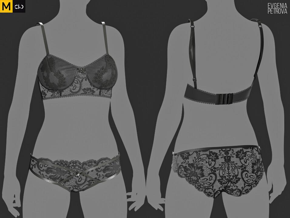 ArtStation - Women's underwear. Marvelous Designer Clo3d Project + OBJ