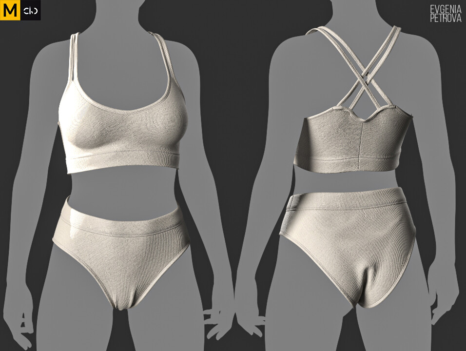 ArtStation - Women's underwear pack (like skims). MD / CLO 3D .zprj  projects + .obj