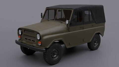 UAZ 469 Russian military light utility vehicle With Interior
