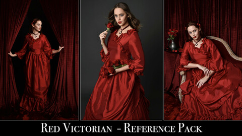 x160 Red Victorian Gown - Pose Reference Pack