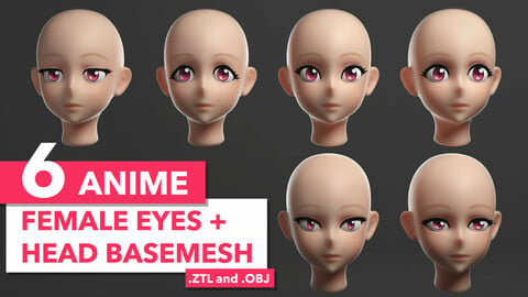 6 Anime Female Eyes + Head Basemesh*