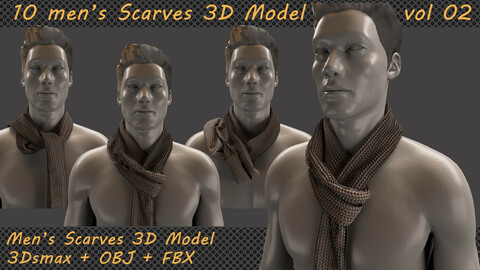 10 Men's Scarf 3D Model - Vol 02