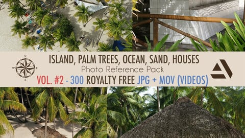 Photo/Textures Reference Pack: Island, Palm Trees, Ocean, Sand, Houses, Tent, Sea, Tropical Island, Tropics, Leaf Part Vol 2 [Ukraine Donation]