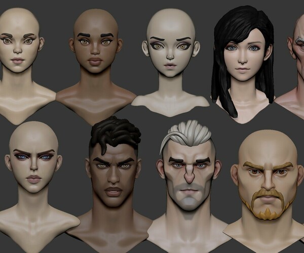 ArtStation - 12 Head Stylized Pack | Resources