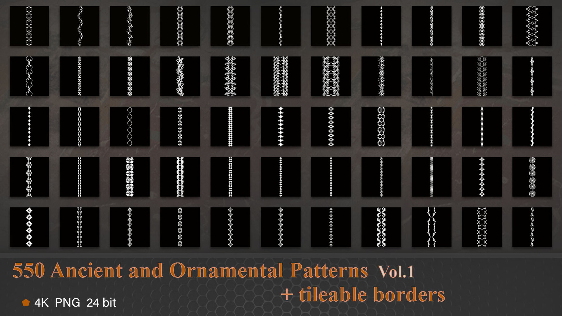 ArtStation - 550 Ancient and ornamental Alpha patterns vol.1 ( 50 free ...