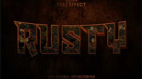 Rusty text effect, editable rust text style