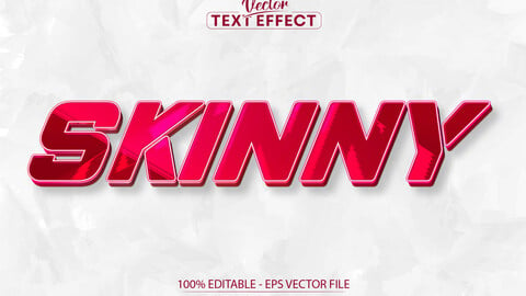 Text effect, editable shiny pink color text style, skinny text on white textured background