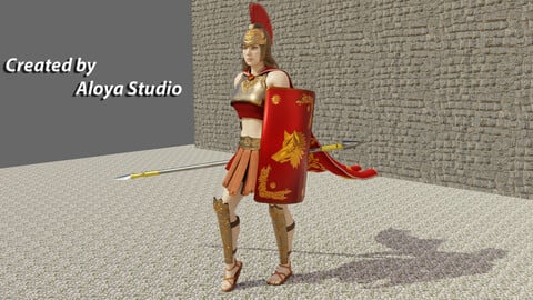 Female Spartan Warrior - Game Ready 3D Character