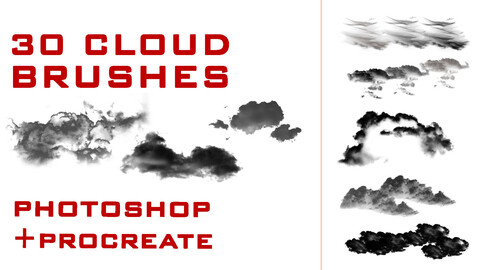 30 Cloud Brushes For Procreate and Photoshop