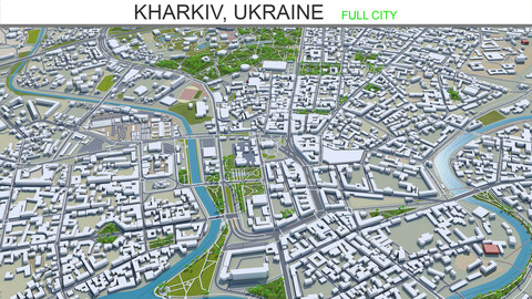Kharkiv city Ukraine 3d model 60 km