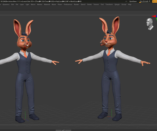 ArtStation - Rabbit Boss Basemesh - Character Design in ZBrush | Game ...