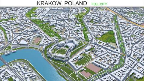Krakow city Poland 3d model 70km