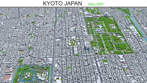 Kyoto city Japan 3d model  80km