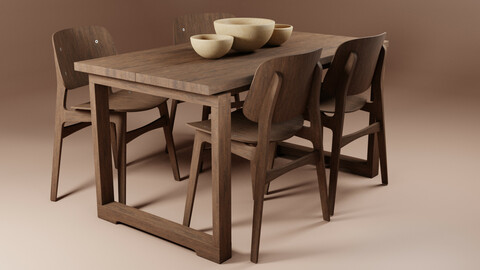 Modern Wood Table with Chairs