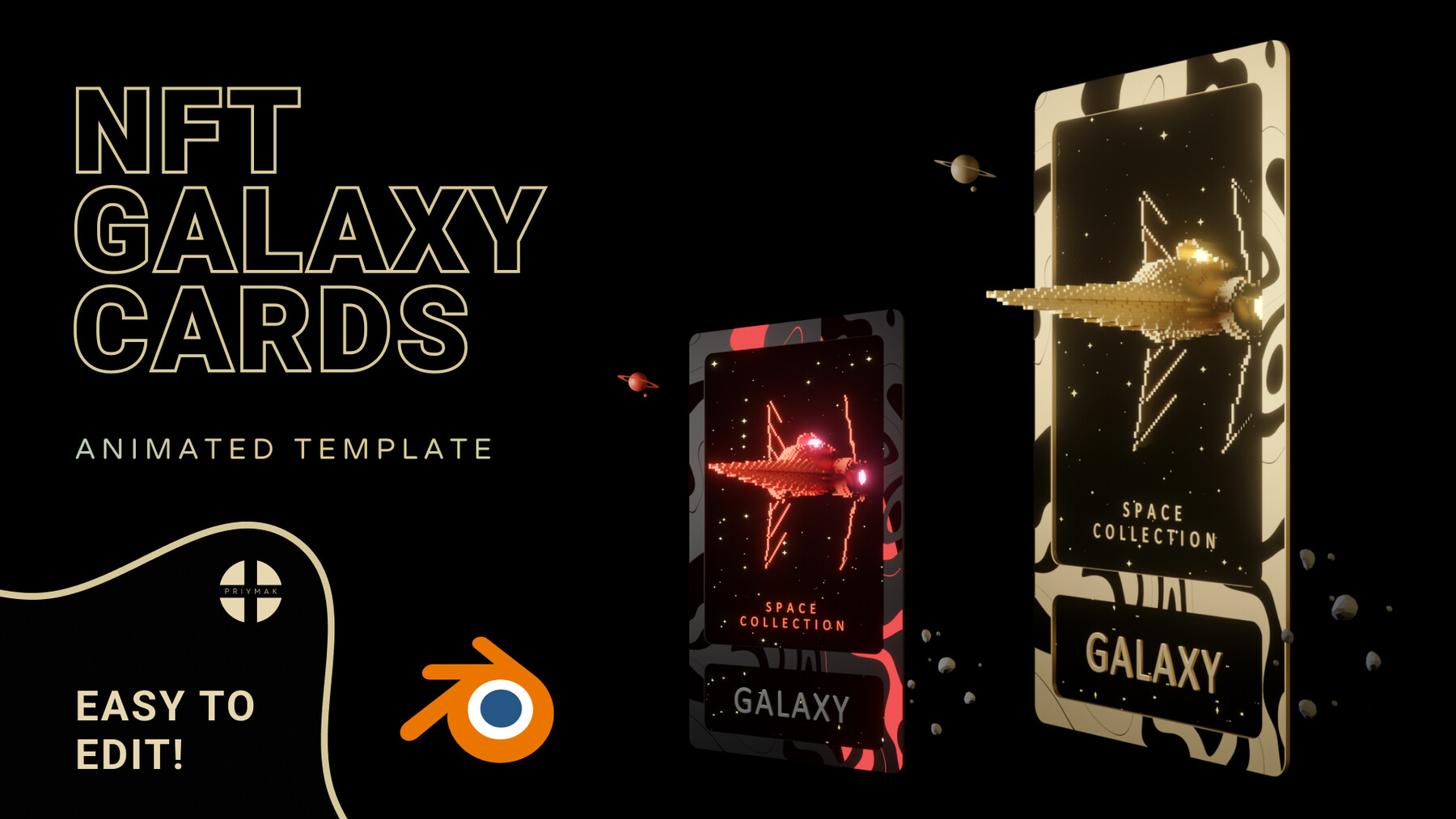 ArtStation NFT Galaxy collectible card template for Blender Resources