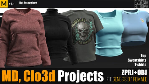 Top, Sweatshirts, T-Shirts. MD,Clo3d projects + OBJ