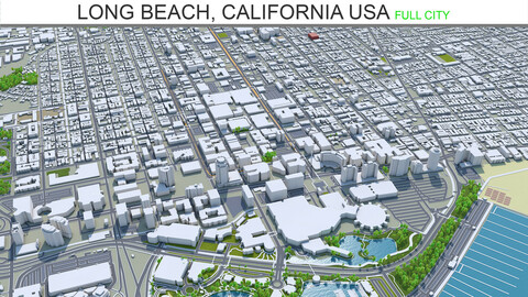 Long Beach city California 3d model 40km