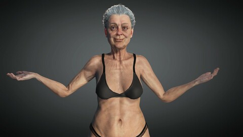 Realistic Old Woman Female Rigged