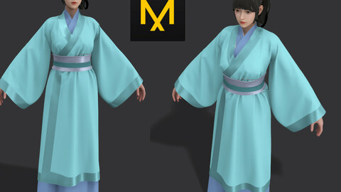 Ancient chinese characters Marvelous Designer project HANFU