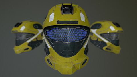 Sci-Fi Helmet - Game Ready Low-poly 3D model