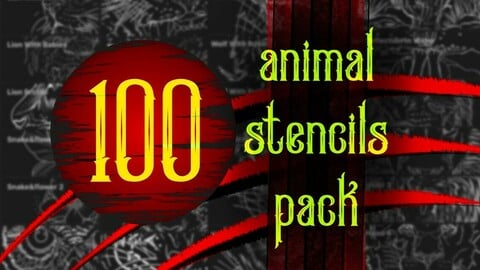 100 Animal tattoo stencil pack | Procreate stamps | Brushset | Procreate tattoo | Procreate bundle | Tattoo flash