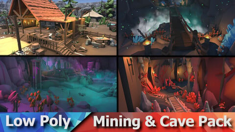 Ultimate Low Poly Mining, Cave & Blacksmith Pack - Ores, Gems, Props, Tools, Rails, Mine Carts