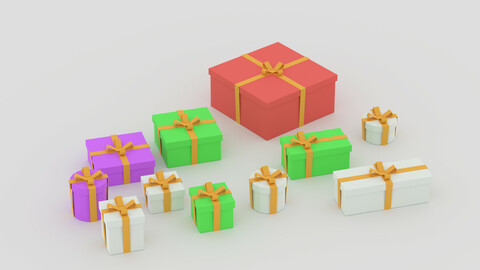 Low Poly Cartoon Simple Gift Boxes