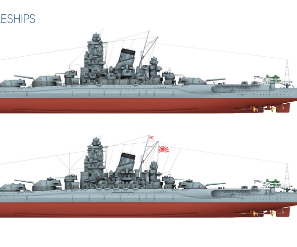 ArtStation - Yamato Class Battleships Port Side Views Poster | Artworks