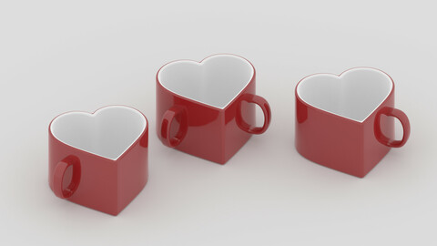 Heart Shaped Coffee Cup Collection 3D model
