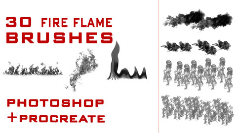 30 Fire Flame Brushes For Procreate and Photoshop