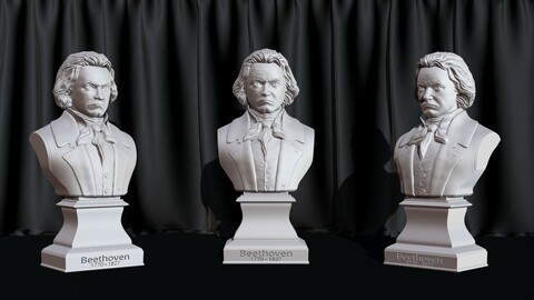 Ludwig van Beethoven Bust  Model Printing Miniature Assembly File STL-OBJ for 3D Printer FDM-FFF DLP-SLA-SLS