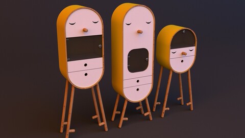 Modular capsule cabinets - dresser