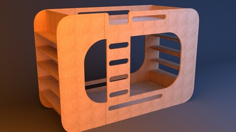 Kids wood bunk bed