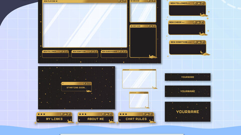Animated Stream Package Overlay Gold Aesthetic, Gold Stream Pack, Stream Overlays