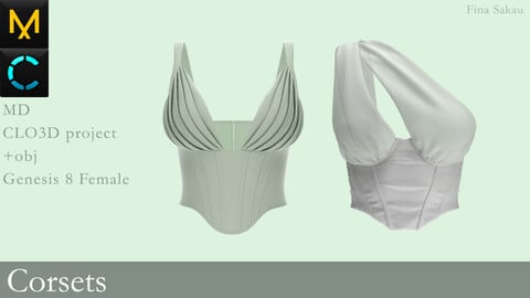 Corsets #1. Marvelous Designer / Clo 3D project +obj