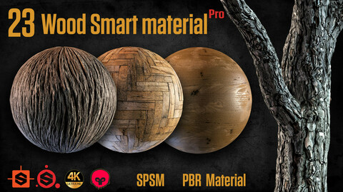 23 wood smart material (PBR + game ready)